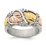 Sterling Silver 12K Gold Accents Leaves Ring Size 8 5.38gm Gift for Mother