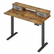 Advwin Adjustable Height Electric Standing Desk with Monitor Stand Walnut