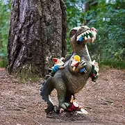 Garden Gnome Statues Outdoor Decor, Dinosaur Eating Gnomes Garden Statue, Resin Material, for Patio, Lawn, Yard Decoration,Large