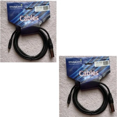 2Pcs 6FT XLR 3-Pin Male Mono 2"1/4 Audio Cable to Mini Jack Stereo 3.5mm Cables