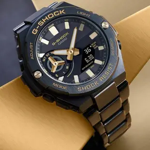 CASIO G-SHOCK 太陽能x藍牙連線 簡約黑金雙顯腕錶 GST-B500BD-1A9