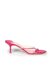 Pink Leather Snakeskin Pattern Sandals