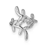 Sterling Silver Rhod-Plated Polished & Textured Leaf Single Cuff Earring