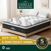 Giselle Bedding 32cm Mattress Euro Top Bed Pocket Spring Medium Firm Double