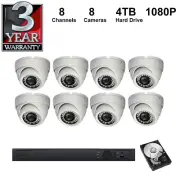 HD DVR Kit:8 Channel HD DVR+4TB Hard Drive+1080P HD Camera, **3 Years Warranty**