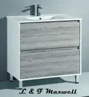 Polyurethane High Gloss Frame and Timberlooking Vanity with Ceramic Basin 750mm