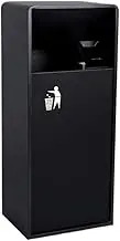 Garbage Cans 19L/40L Outdoor Wastebasket Black Square Metal Wastebasket with Side Opening, Modern Commercial Wastebasket (with Ashtray) Outside Trash Bin(Medium)