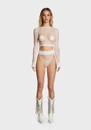 Electric Bolt Fishnet Set - White