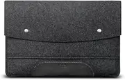 Case for MacBook Pro 14 (2021-2024), 100% Wool Felt and Vegetable Tanned Leather, Handmade in Germany (Anthracite/Black)