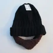 Children's Knit Dwarf Winter Hat Boys Sz S/M 4-7 Year Old Beard Beanie Cap Black