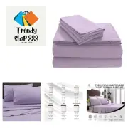 Luxury Solid Flannel Deep Pocket Sheet Set, Queen, Lavender,