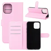 For iPhone 12 Pro Max Case, Lychee Texture Folio PU Shielding Case , & Card Slots & Wallet, Pink