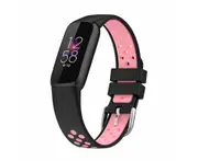 WASSUP Compatible Sport Fitbit Luxe Bands Silicone Soft Breathable Strap Two-color Replacement Strap (Black&Pink)