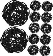 12pcs Decorative Rattan Balls DIY Craft Ornaments Natural Vase Filler for Weddings Christmas Trees Home Decor Mixed for Stylish Accents