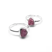 Pink Tourmaline Crystal Silver 925 Ring Natural Jewellery Raw Solitaire One Piece Variant Size 6 7 8 US/CA