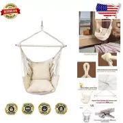 Portable Hammock Chair with Steel Spreader Bar - Includes 2 Cushions for Comfort