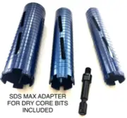 1'',1.5" (1 1/2'') & 2" Diamond Core Bit w/ SDS MAX Adapter hilti hammer drill