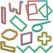 12 Pack 24 Links Wacky Tracks Snap and Click Fidget Toys, Finger Sensory Toys, Snake Puzzles for Stress Relief, Party Bag Fillers, Party Favours, Random Color