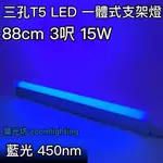 【築光坊】台灣製造 三孔 藍光 BLUE T5 LED 一體支架燈 3呎  層板燈