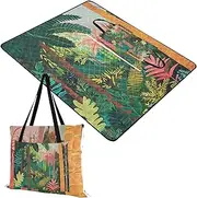 Yoogain Beach Essentials Sandproof Party Camp Rug for Outdoorsy Women Couples Gift Tropical Rainforest Art Green 60x80in