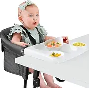 Ezebaby Hook on High Chairs, Secure Clip on High Chair for Baby, Compact Fold-Flat for Easy Storage, Fast Table Chair with Baby Seat, Portable Highchair Attaches to Table for Travel, Black, with Tray