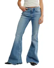 Free People Love Bomb Flare Jeans in Dynamite