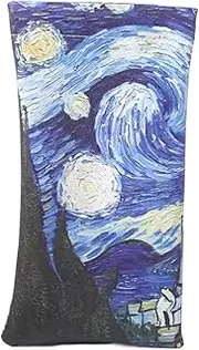 [Generic] Oil Painting Pattern Glasses Bag PU Leather Automatic Closing Sunglasses Bag Portable Eyewear Protective Cover