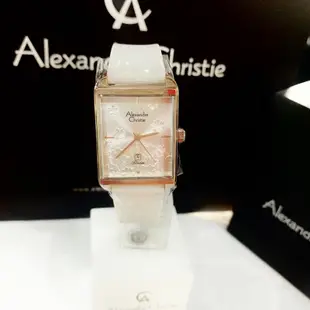 Alexandre Christie ✨2022AW 白色立體花方型女錶 石英錶膠錶帶 原廠保固一年 實體店面出貨