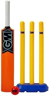 Gunn & Moore GM Kids Cricket Set | Rubber Grip Bat, Soft Ball & Wicket Stumps | Moulded Plastic All-Weather | for Children Ages 4-8 or 8-11