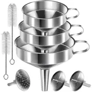 YGDZ Stainless Steel Funnel, 3PCS Kitchen Funnels for Filling Bottles Set, Large