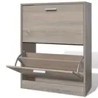 2 Compartments Shoe Cabinet Wooden Shoes Storage Entryway Footwear Organiser