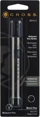 Cross Ballpoint Pen Refill - Black - Fine - Dual 2 Count (Pack of 1),