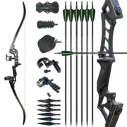 50lb 57" Archery Takedown Recurve Bow Set 12x Arrows Kit Right Hand shot Hunting