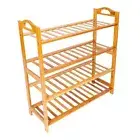 Hot Sale Concise 12-Batten 4 Tiers Bamboo Shoe Rack Wood Color -