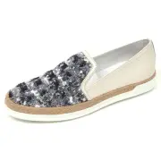D0498 sneaker TOD'S scarpa avorio/argento paillettes slip on shoe woman