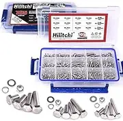 Hilitchi 705-Pcs M3 M4 M5 Hex Hexagon Head Cap Machine Screws Bolts Nuts Flat and Lock Washers Assortment Kit, 304 Stainless Steel, 8 to 20mm Length, Full Thread
