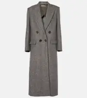 [Stella McCartney] Stella McCartney Double-breasted wool and silk-blend coat AU 12 grey