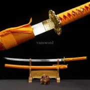 Japanese Katana High Manganese Steel Gold Samurai Sword Full Tang Battle Ready.