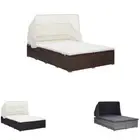 2-Person Patio Sunbed Sunlounger with Cushion Poly Rattan Multi Colours vidaXL