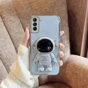 For Samsung Galaxy A23 Plating Astronaut Holder Phone Case