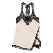 [Pinko] Pinko Lace-trim Silk Top 38 IT NEUTRALS
