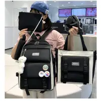 在飛比找蝦皮購物優惠-背包 4 件套韓國 Ulzzang 時尚 Ulzzang 學