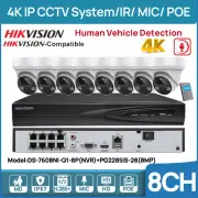 Hikvision 8CH 4K NVR Security CCTV System 4K 8MP IP Camera IR30M MIC Audio POE