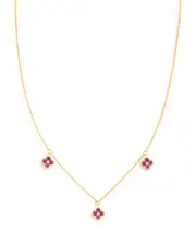 Bloomingdale's Fine Collection Pink Sapphire & Diamond Bezel Clover Station Necklace in 14K Yellow Gold, 17