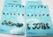 Rachael Rose Earrings 18 Pair Silver Balls Small Enamel Hoops Color Studs New