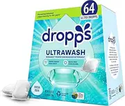 [dropps] Dishwasher Detergent Pods: Fresh Rain | 64 Count | Cuts Grease & Fights Stuck On Food | For Sparkling Glassware & Dishes | Low Waste Packaging