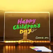 Kivvy Magic Board, Creative Magic Light Writing Board with Adjustable Holder and 7 Colorful Pens, DIY Erasable Luminous Writing Boards, for Office School and Home (5.9 * 5.9in)
