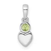 Sterling Silver Rhodium-plated Polished Peridot Heart Pendant