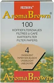 [Filtropa] Unbleached Disposable Coffee Filter Cone, Number 4-Size Filter, Brews 8 to 12-Cups, Box of 100