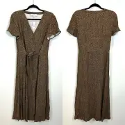 NWT Banana Republic Size 12 Leopard Printed Midi Dress Tie Waist Button Down